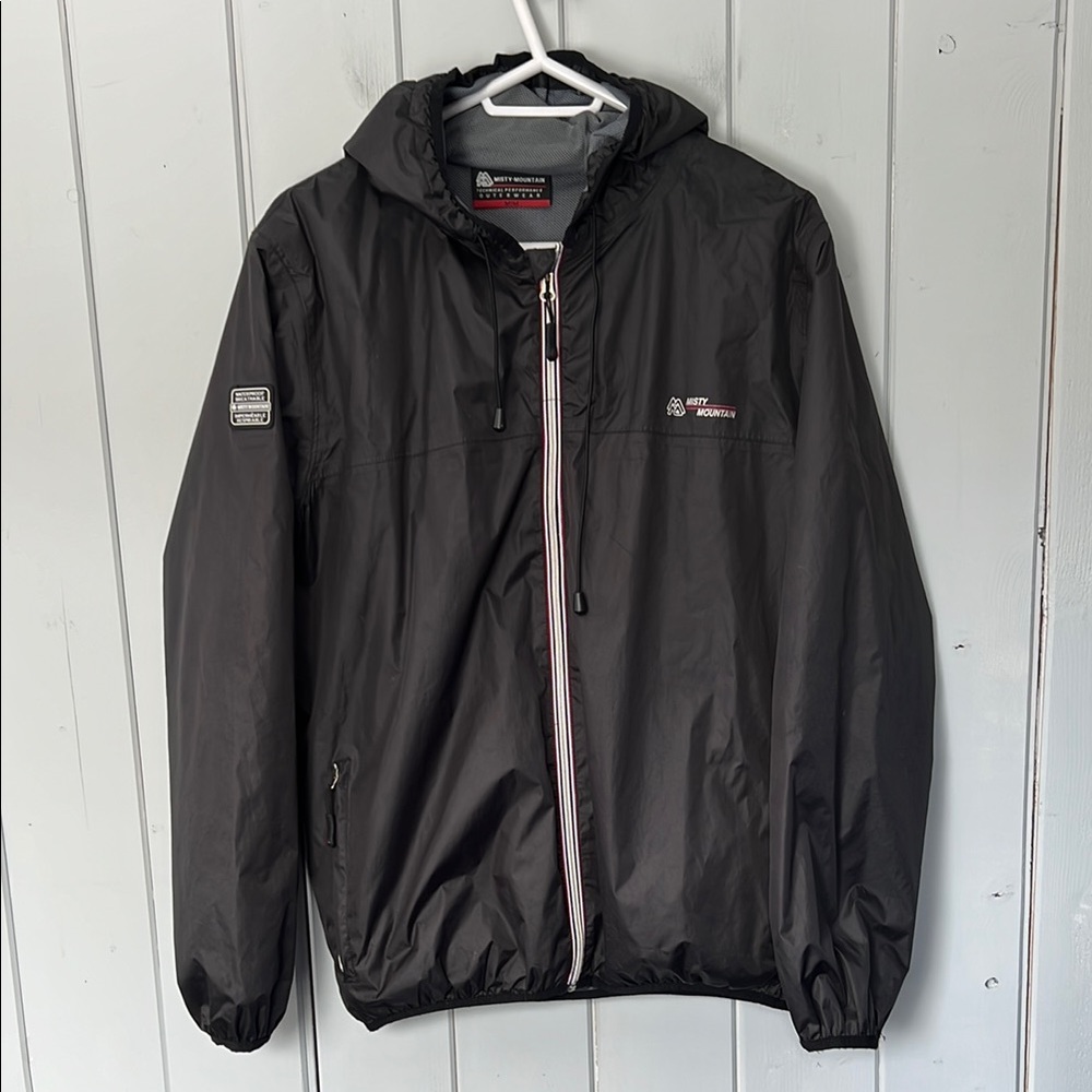 Misty Mountain MEN'S MISTY PACKABLE BREEZE JACKET Black Windbreaker Size Medium
